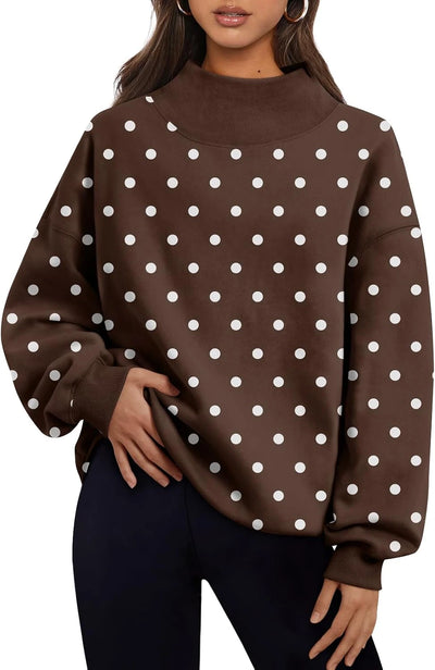 Oversized Mock Neck Fleece Sweatshirt
