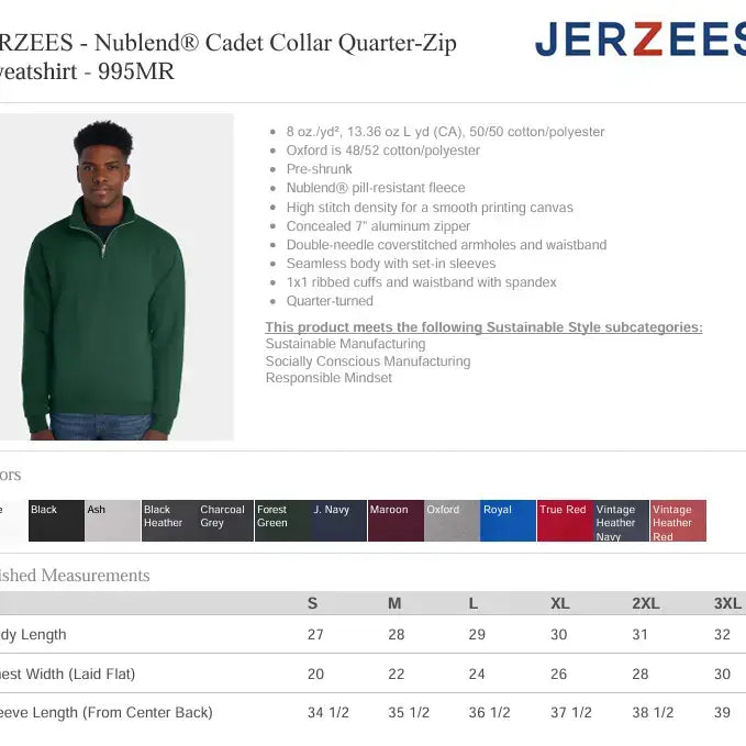 Custom Spirit Embroidered Jerzee Quarter Zip